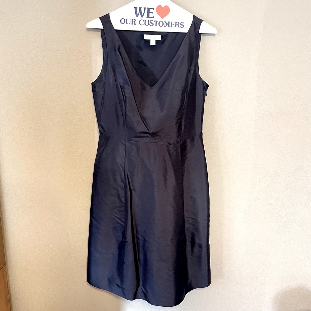 Navy Silk Taffeta Ann Taylor Dress